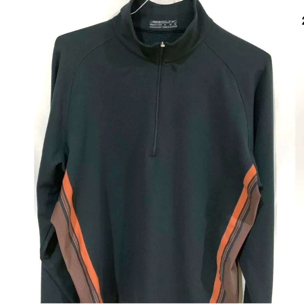 Nike Golf Shirt Half Zip Gray Orange DriFit Size M
